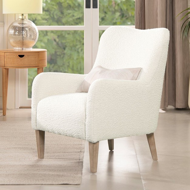 Curved Accent Chair Ivory White Boucle