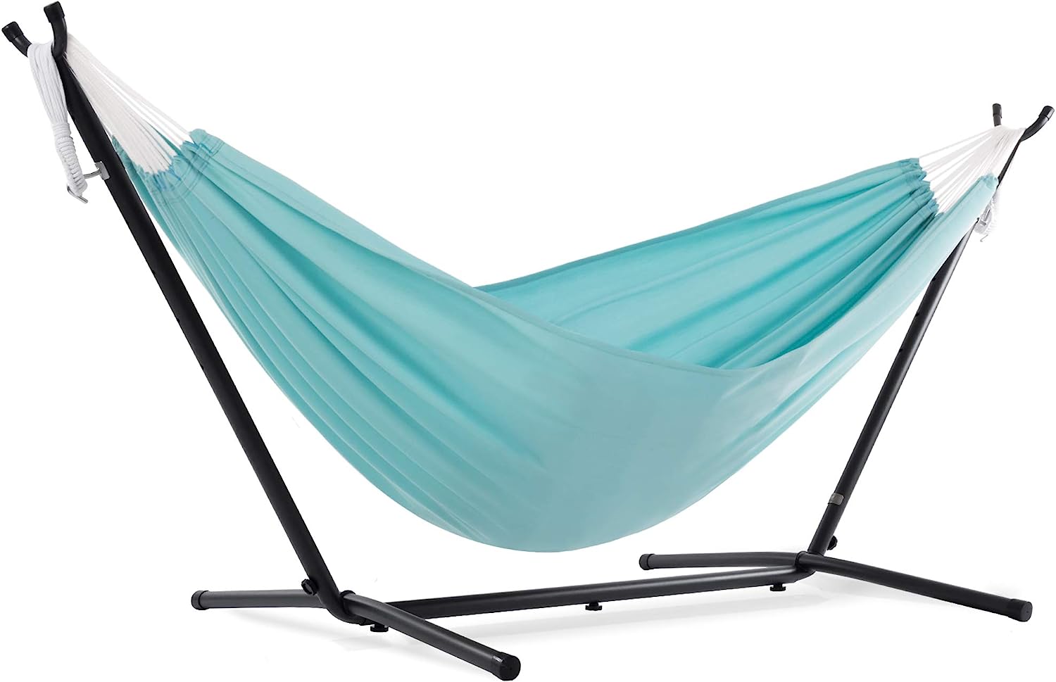 Double Cotton Hammock with Space Saving Steel Stand, Tropical (450 lb Capacity - Premium Carry Bag Included)