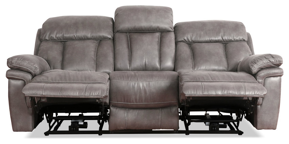 Power Reclining Sofa  Extra Padded Seat  ampBack With Pillow Top Arms  Gunmetal   Contemporary   Sofas   by Decorn  Houzz