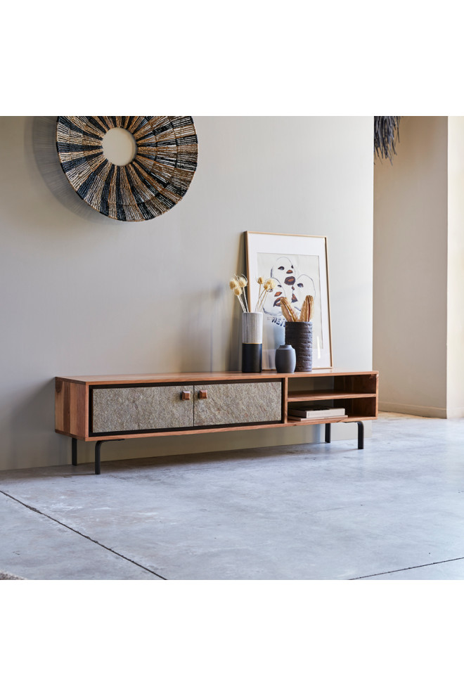 Acacia Contemporary Media Unit  Tikamoon Temis   Industrial   Entertainment Centers And Tv Stands   by Oroa   Distinctive Furniture  Houzz