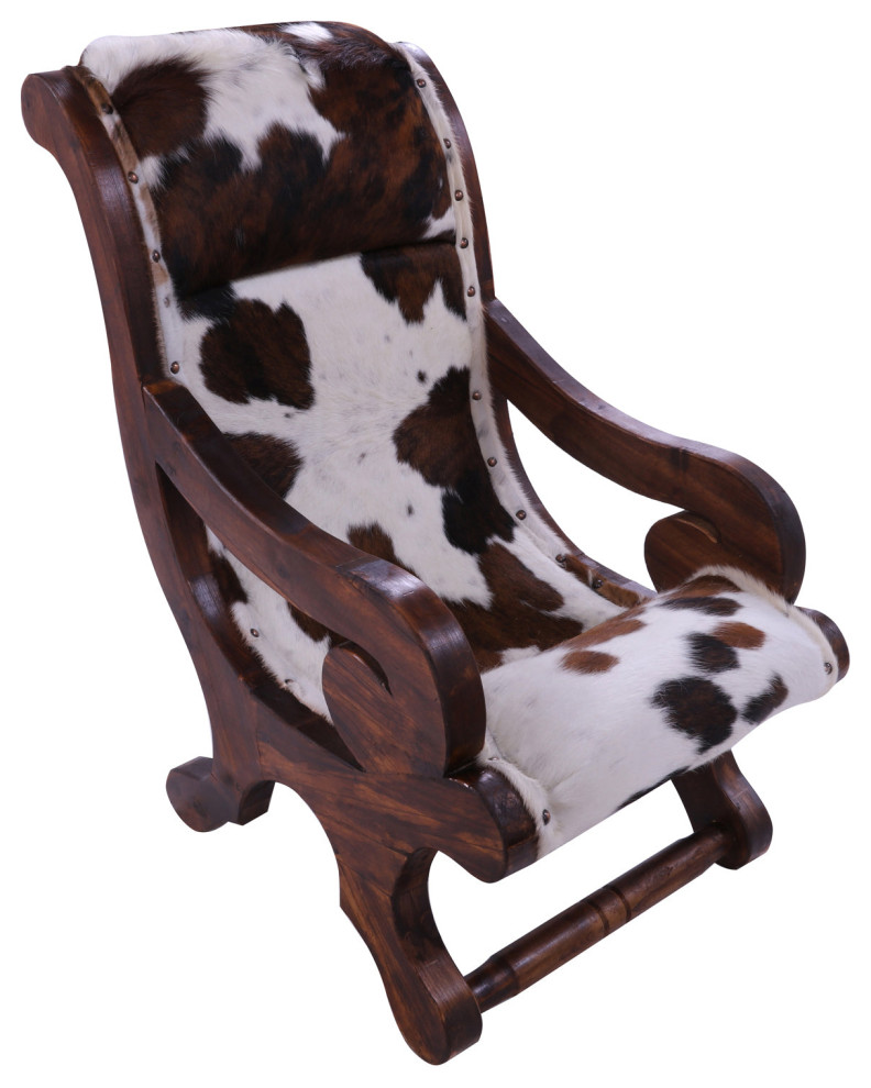 Reclaimed Wood Hair On Cowhide Handcrafted Chair C217 FC   Rustic   Armchairs And Accent Chairs   by Manhattan Rugs  Houzz