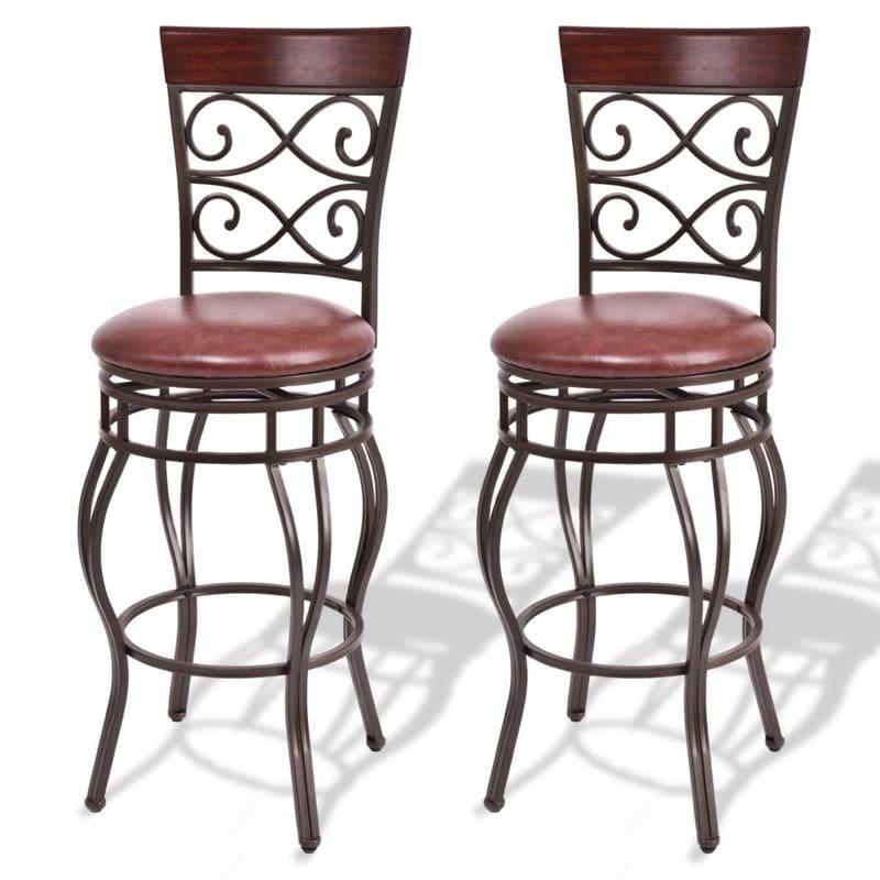 2-Pack 360 Degree Swivel Bar Stools with Back, 30