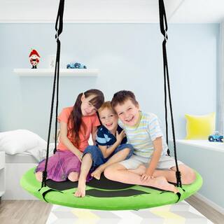 Gymax 40 in. Kids Hanging Chair Swing Tent Set Hammock Nest Pod Seat Green GYM04746