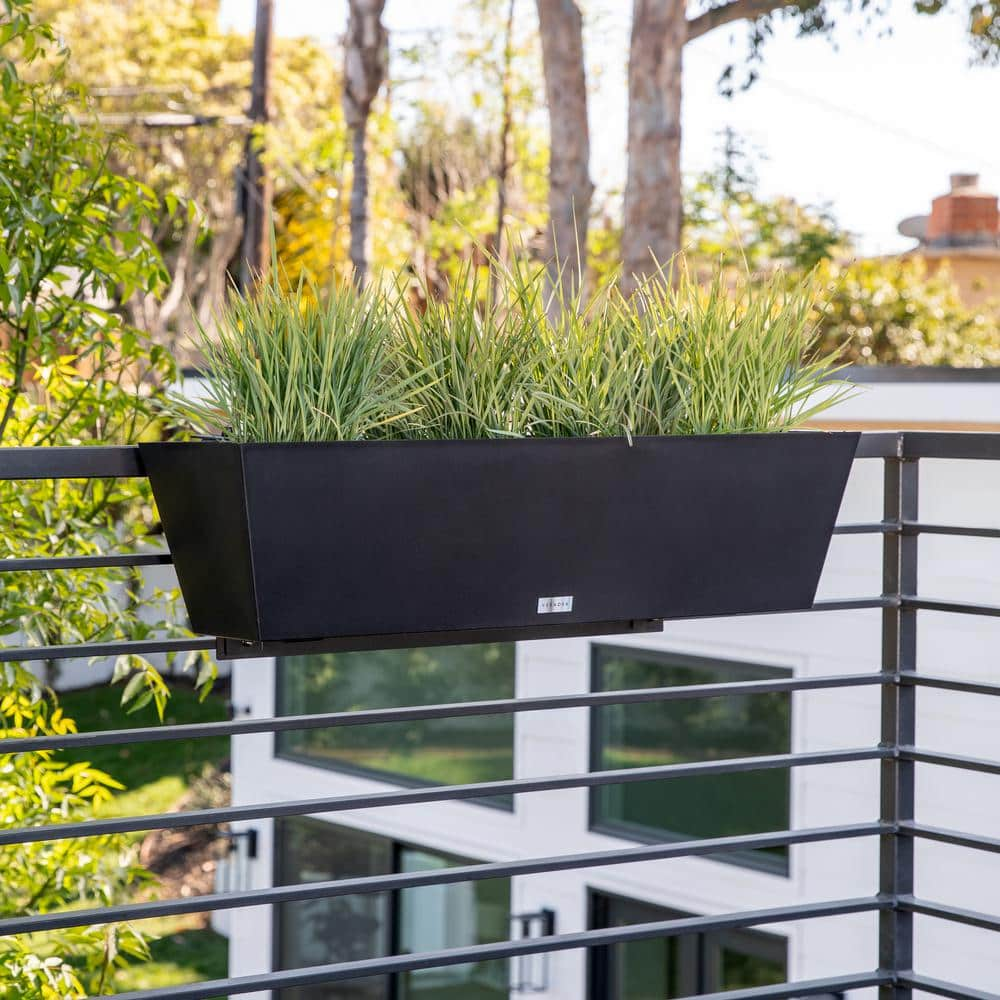 Veradek 36 in. x 10 in. Black Plastic Railing Window Box WBRLV36B