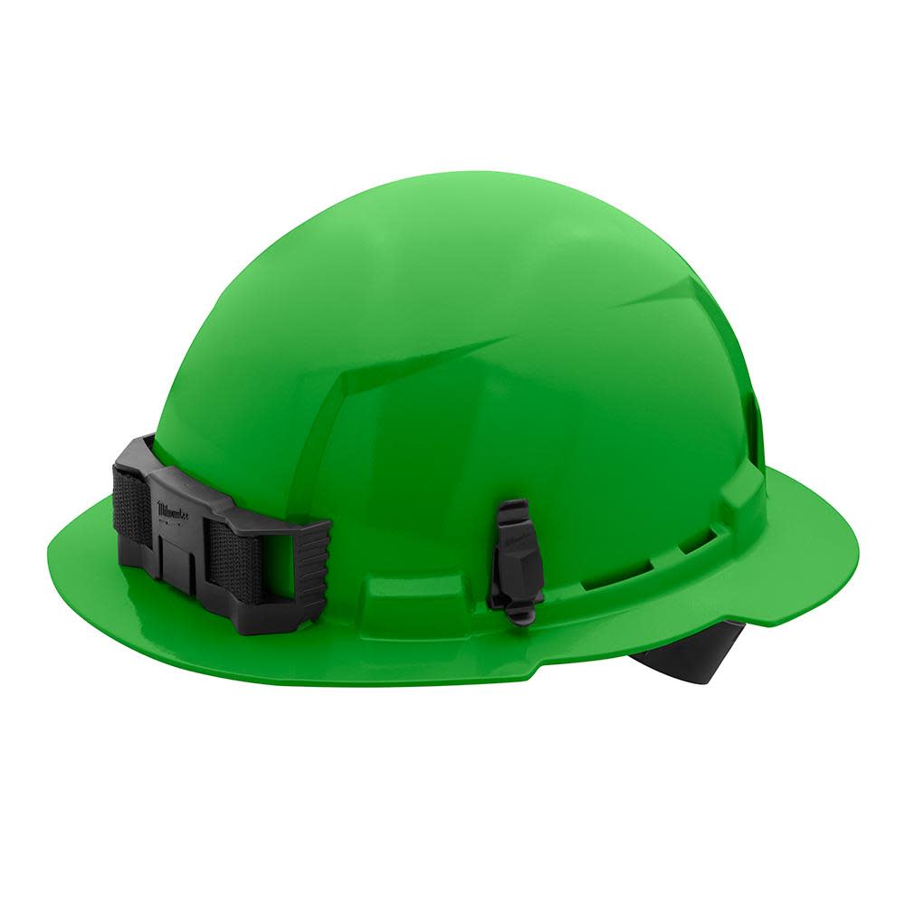 Milwaukee Green Full Brim Hard Hat with 4pt Ratcheting Suspension Type 1 Class E