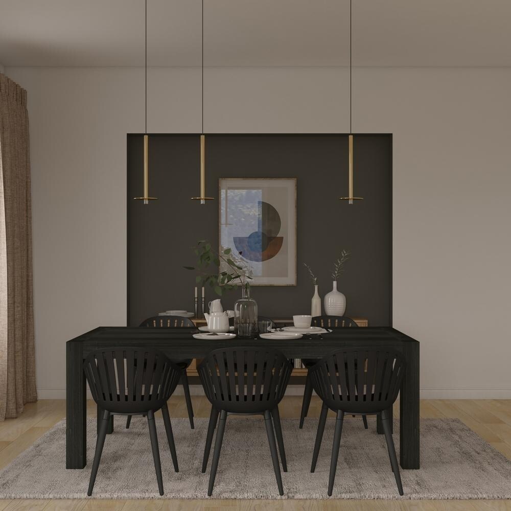 Midtown Concept Weathered Indoor Dining Room Set Dark Grey Kitchen Table with Black Dining Chairs