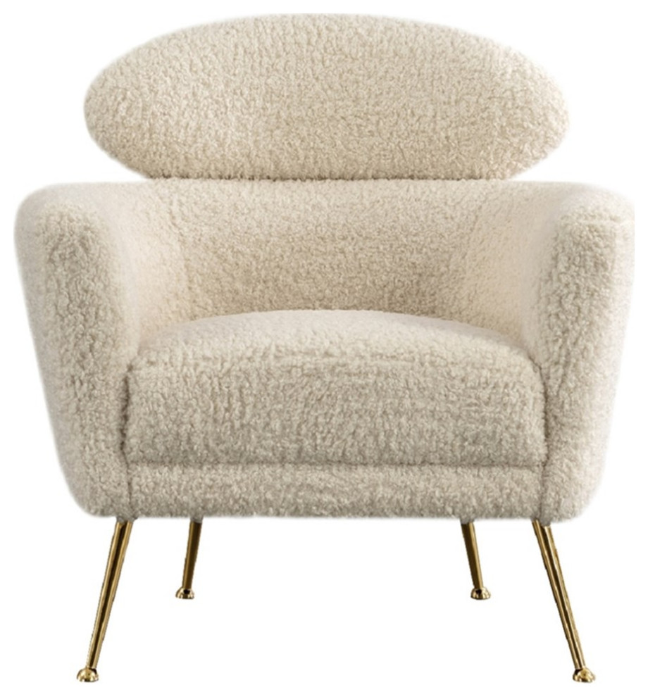 Pasargad Home Felice Modern Upholstered Armchair Cream   Midcentury   Armchairs And Accent Chairs   by Homesquare  Houzz