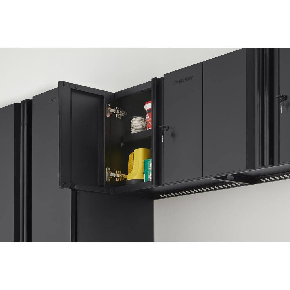 Husky H24WCAB Regular Duty Welded 24-Gauge Steel Wall Mounted Garage Cabinet in Black (24 in. W x 18 in. H x 12 in. D)