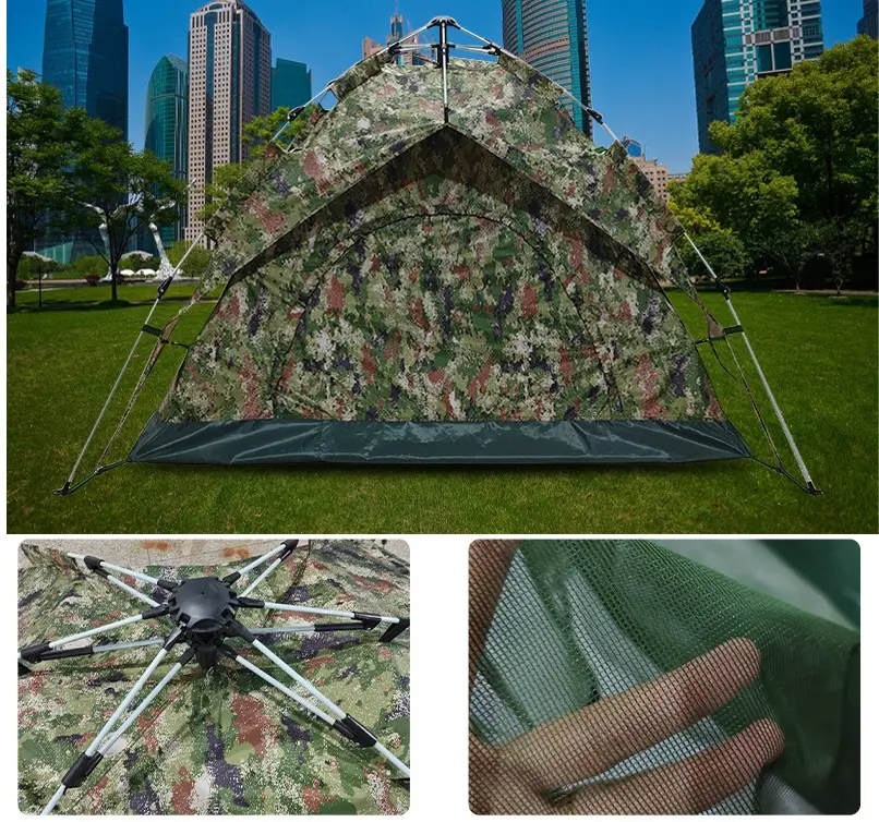 Chongjie  Hotselling Camouflage Double Layer Automatic Quick Build Sun Rain Proof Camping Tent