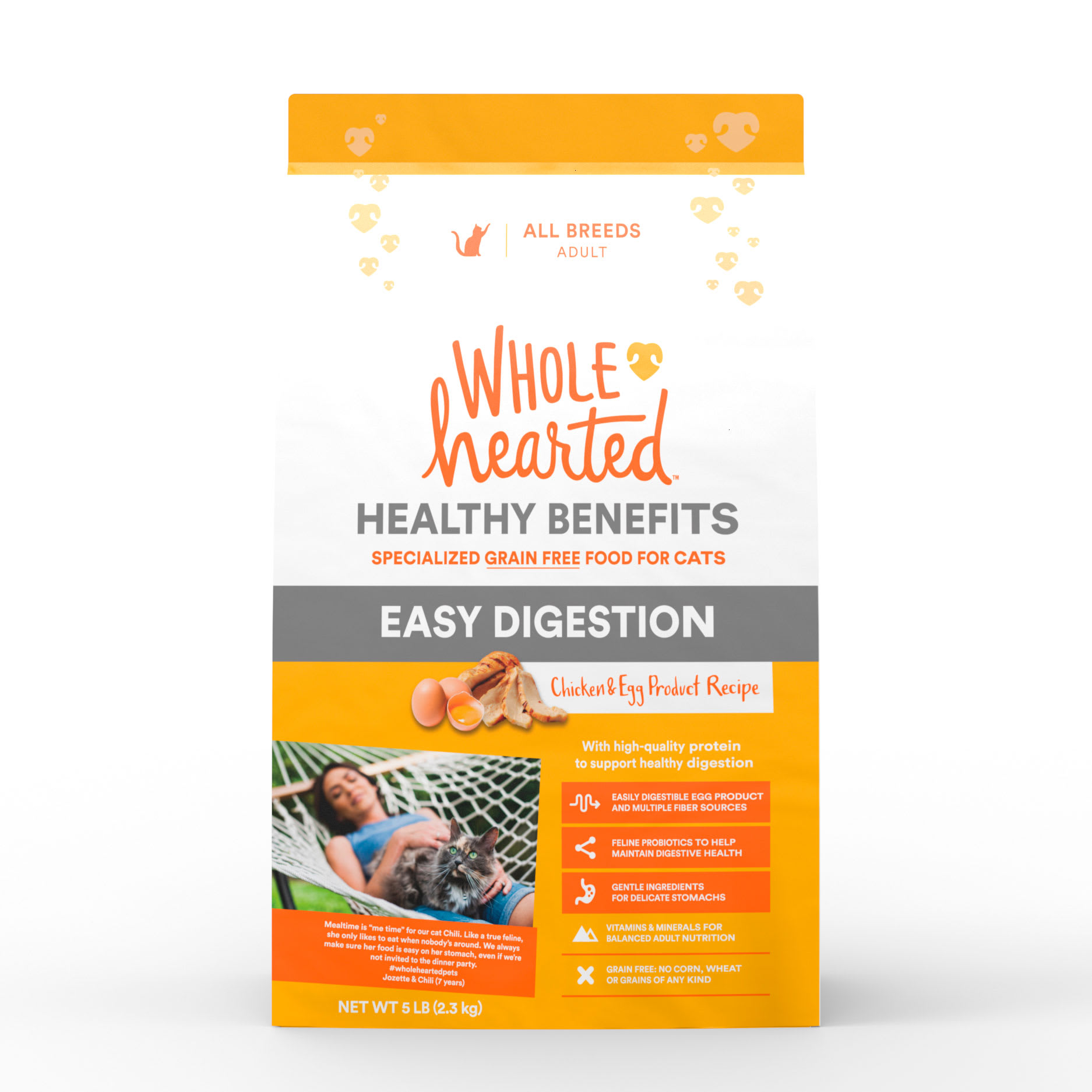 WholeHearted Healthy Digestion Chicken and Egg Product Recipe Dry Cat Food， 5 lbs.