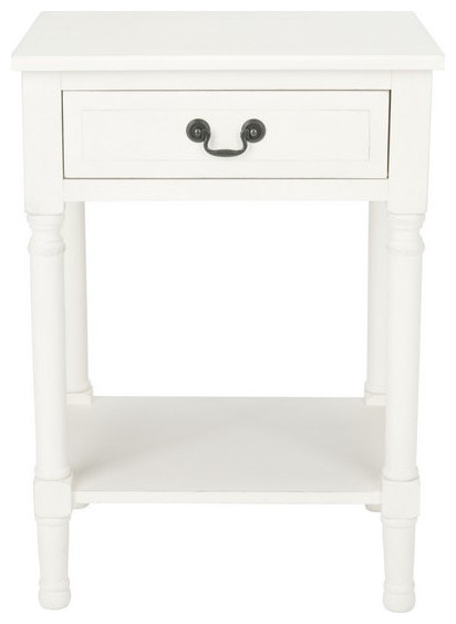 Cabernet One Drawer Accent Table Distressed White   Traditional   Side Tables And End Tables   by AED Luxury Home Decor  Houzz