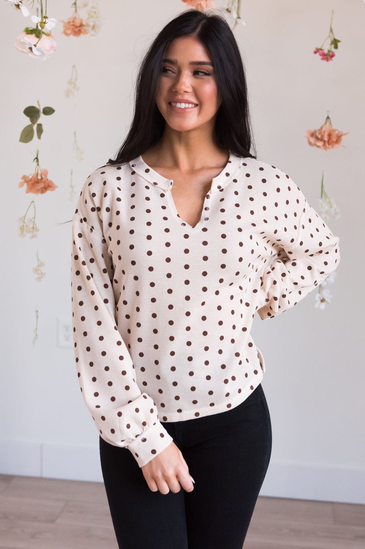 Date Day Modest Polka Dot Top