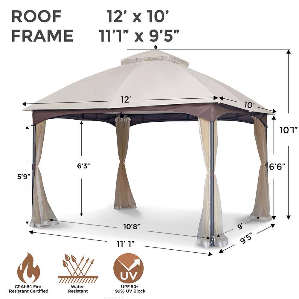 LAUREL CANYON 10 ft x 12 ft Beige Soft Top SteelMetal Outdoor Patio Gazebo