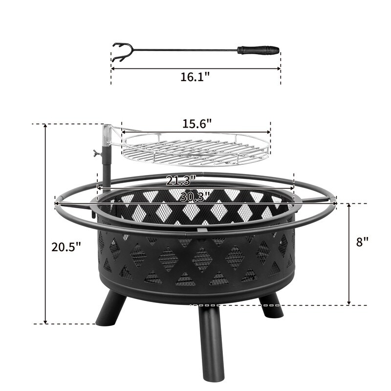 38 inch Outdoor Fire Pit Table with Cooking Grates