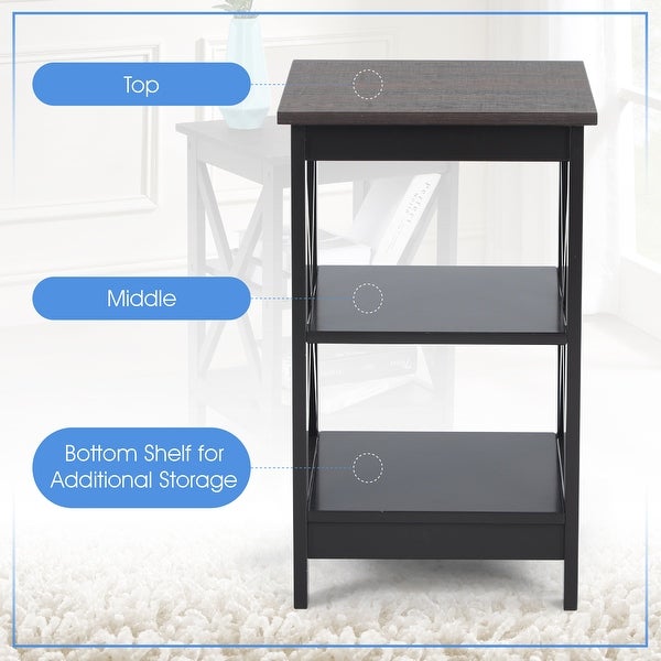 End Table with 3-Tier Storage Shelf