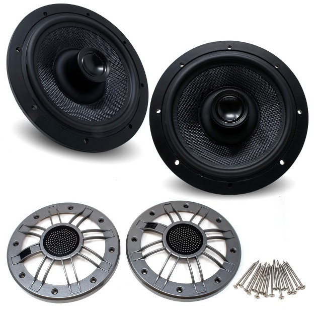 Marine Coaxial Speakers With Mg70 Marine Grills In Silver