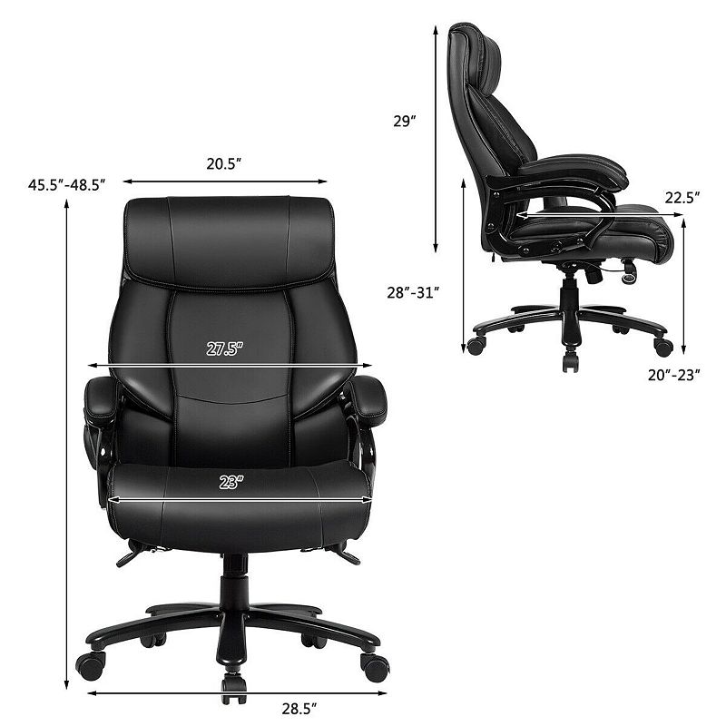 Big and Tall 400lb PU Leather Massage Office Chair-Black