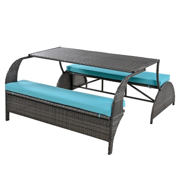 Roomfitters Versatile Outdoor Loveseat Converts to Four Seats and a Table，Durable Design，Ideal for Gardens，Lawns，Patio