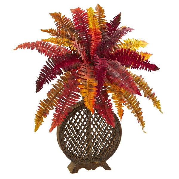 30 Autumn Boston Fern Artificial Plant in Weave Planter