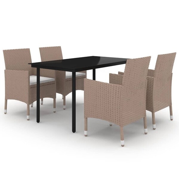 vidaXL Patio Dining Set Outdoor Table and Chair Set Poly Rattan and Glass