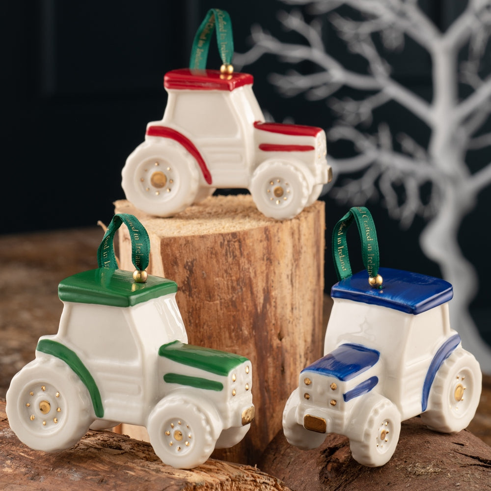 Belleek Classic Tractor Ornament - Blue