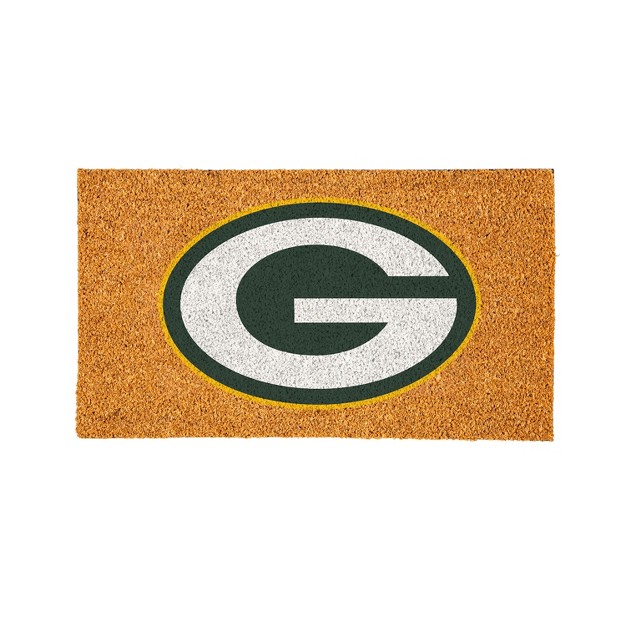 Evergreennflgreen Bay Packers Logo Natural Coir 28 X 16 Inches Indoor Outdoor Doormat