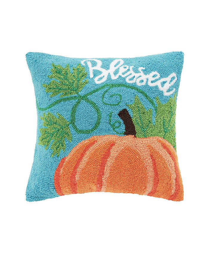 CandF Home Blessed Pumpkin Hooked Throw Pillow