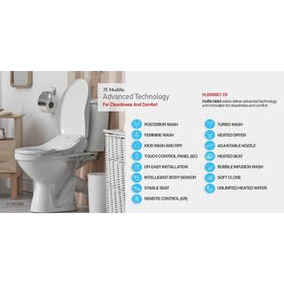 Hulife Electric Bidet Seat for Elongated Toilet with Unlimited Heated Water Heated Seat Dryer Remote Control in White HLB-3000ER