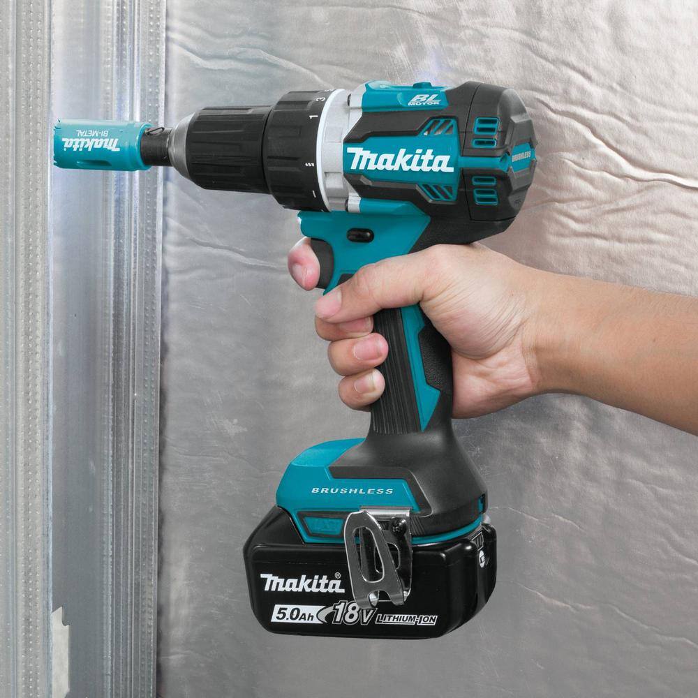 Makita 18V LXT Lithium-Ion Compact Brushless Cordless 12 in. Driver-Drill Kit with Two 5.0 Ah Batteries Charger Bag XFD12T