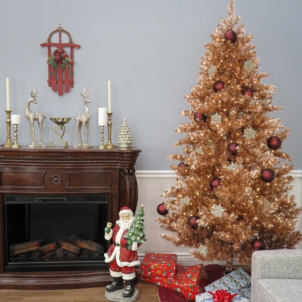 National Tree Company 7.5 ft. PreLit Christmas Rose Gold Metallic Tree