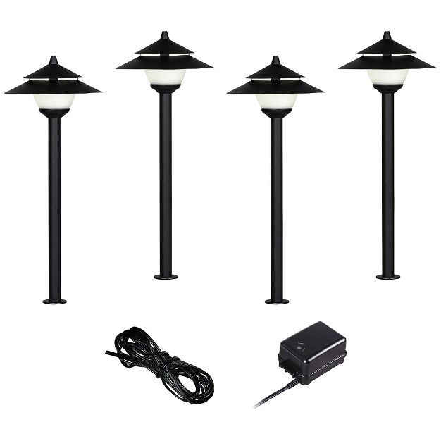 John Timberland Pagoda Style Led Landscape Light Set Of 4 With Transformer