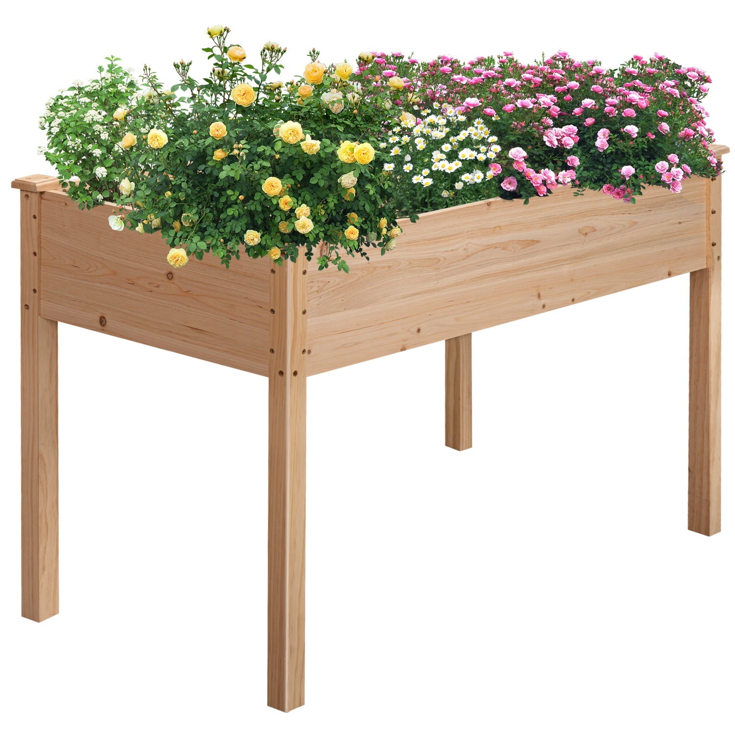 Lacoo Raised Garden Bed 46x22x30in Elevated Wood Planter Box Stand with Legs Outdoor Patio Garden Box to Grow Flower, Fruits, Herbs and Vegetables for Backyard, Patio, Balcony, 280 lb Capacity