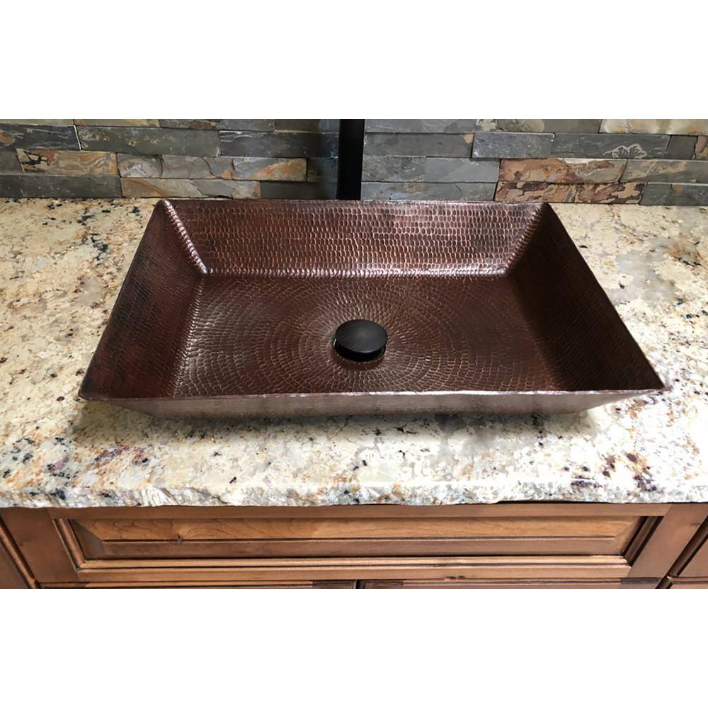 Premier Copper Products Rectangle 20 in. Hammered Copper Vessel Sink in Oil Rubbed Bronze VREC2014DB