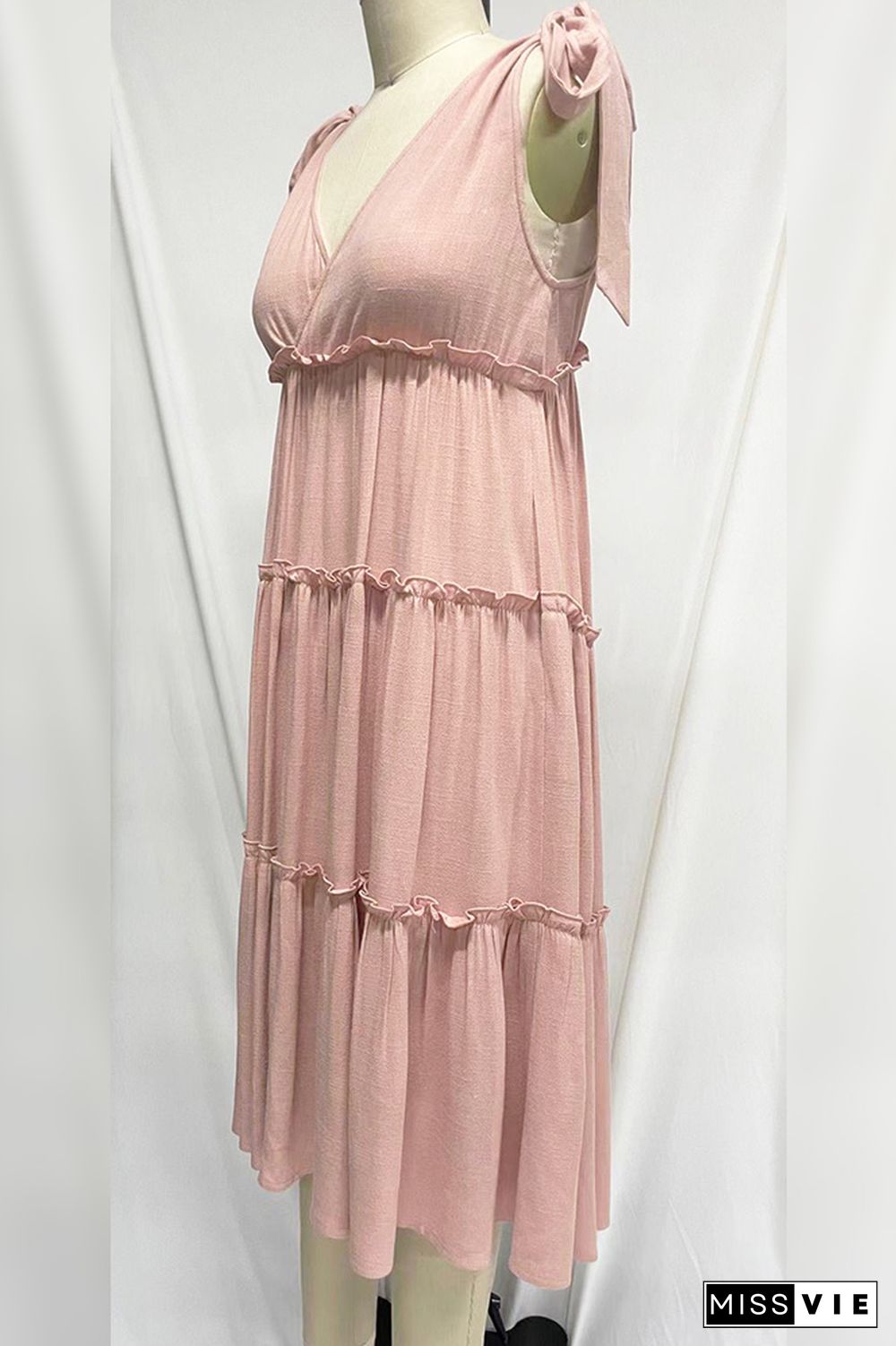 Sleeveless V Neck SPlicing Long Dress