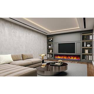 Dynasty Fireplaces 82 in. Cascade Flush-Mount LED Electric Fireplace in Black DY-BTX82