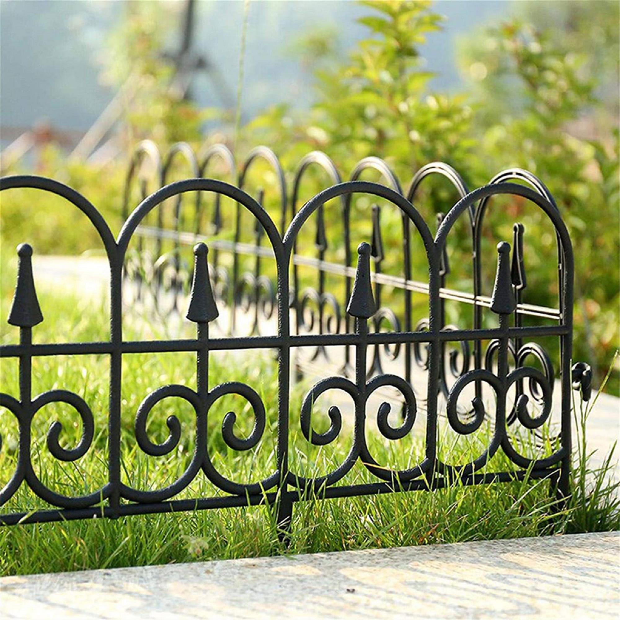 5PCS Garden Fence, Outdoor Coated Metal Rustproof Landscape Decorative Fencing Panels