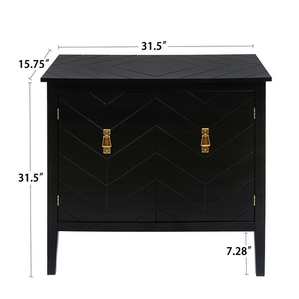 2 Door Wooden Cabinets， Black Wood Cabinet Vintage Style Sideboard for Living Room Dining Room Office - - 37927686