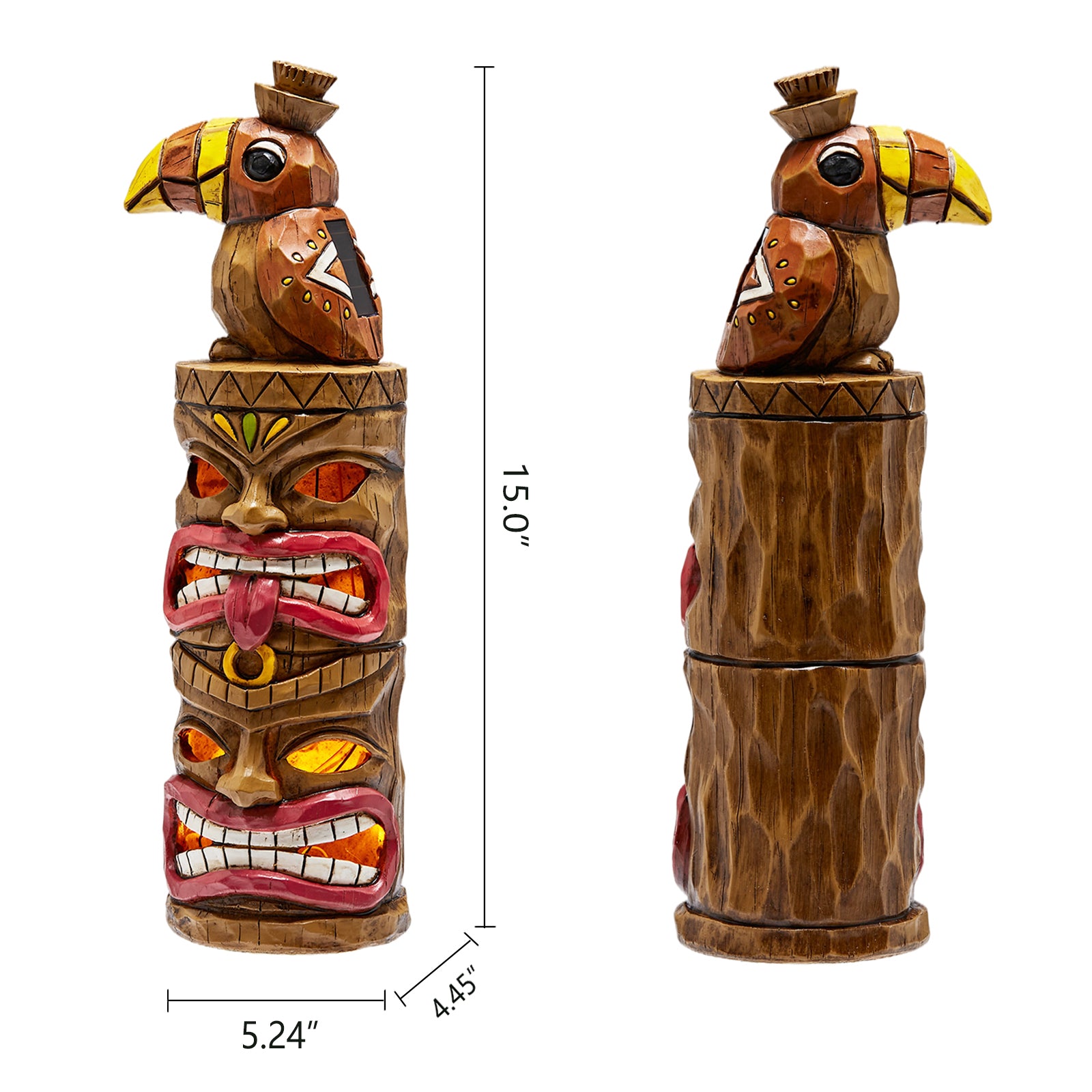 Yiosax Outdoor Garden Decor-Double Tiki Totem & Woodpecker Statues Easter Solar Lights Waterproof Decorative Yard Patio Decorations