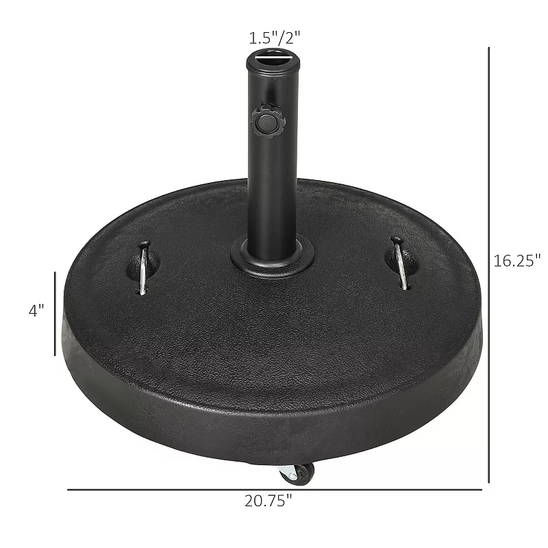 Outsunny 52lbs Patio Umbrella Base with Wheels and Handles， Umbrella Stand