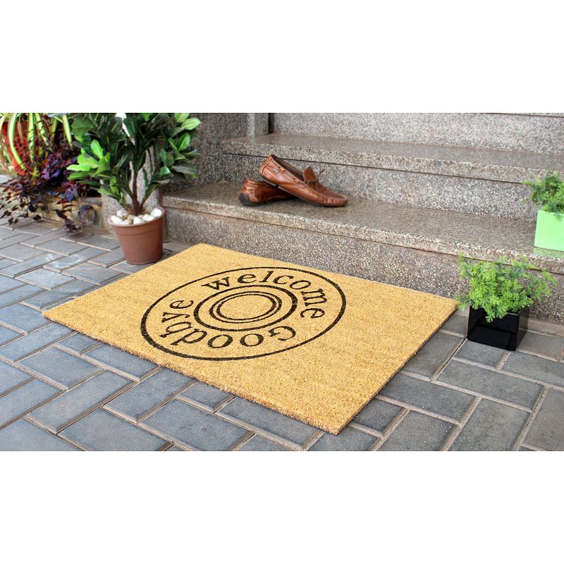 RugSmith Welcome Good Bye Round Print Doormat - 18'' x 30''