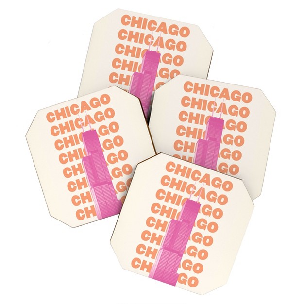 April Lane Art Chicago Willis Tower Coaster Set Deny Designs