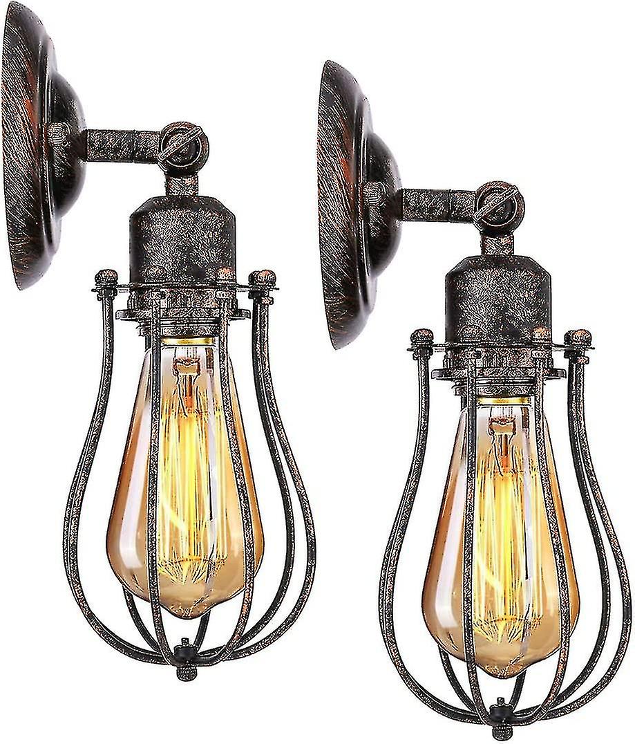 2 Pack Industrial Wall Light E27 Shade Cage Pendant Light