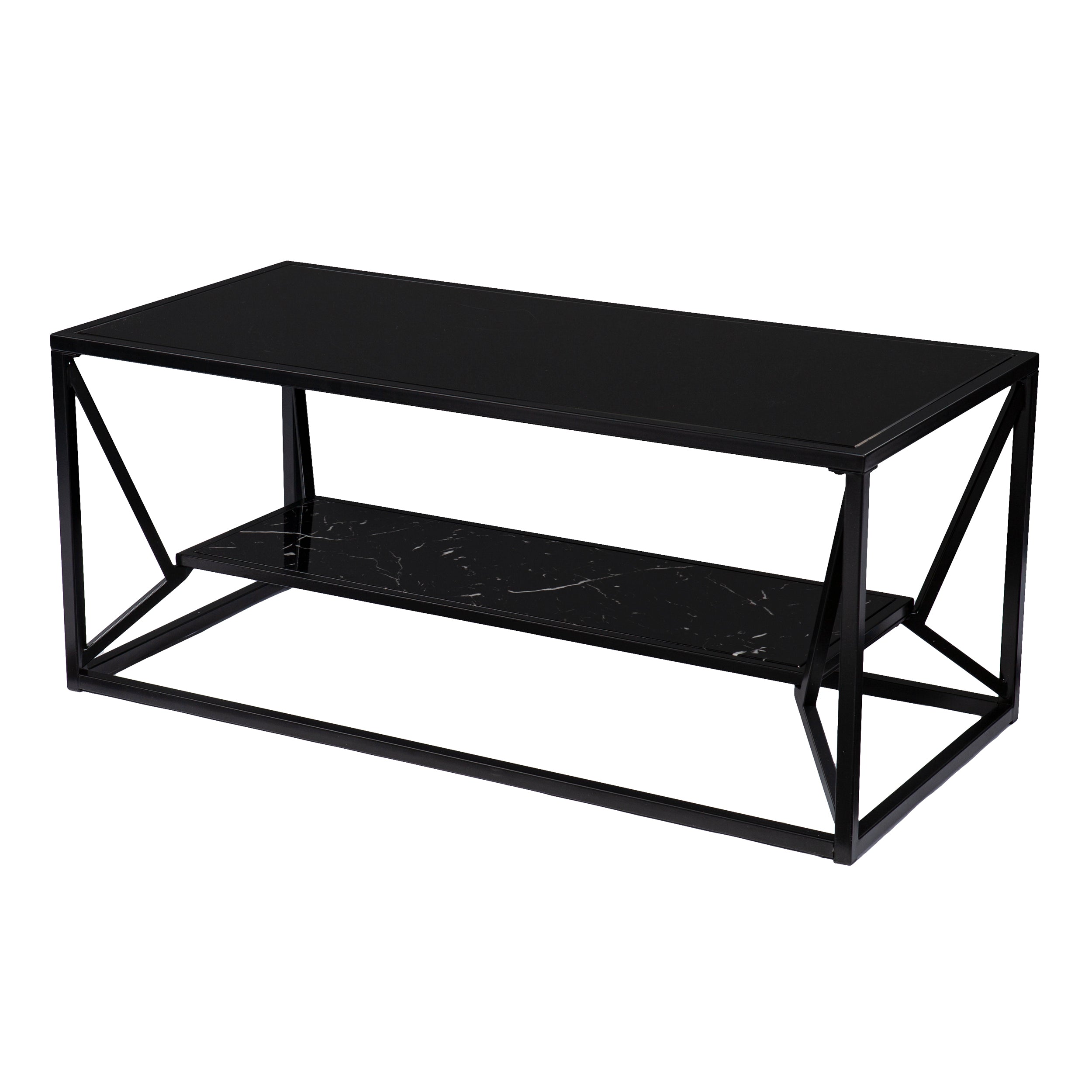 Southern Enterprises Argalla Modern Faux Marble Rectangle Coffee Table, Black