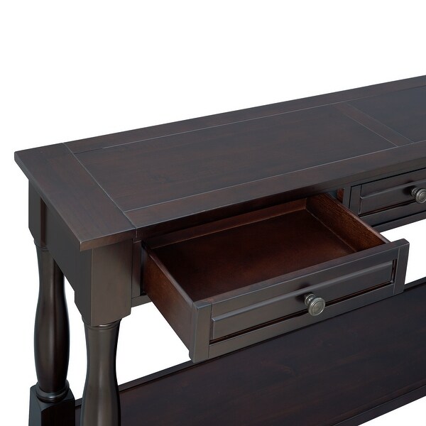 Long Extra-thick Sofa Console Table with Drawers and Shelf