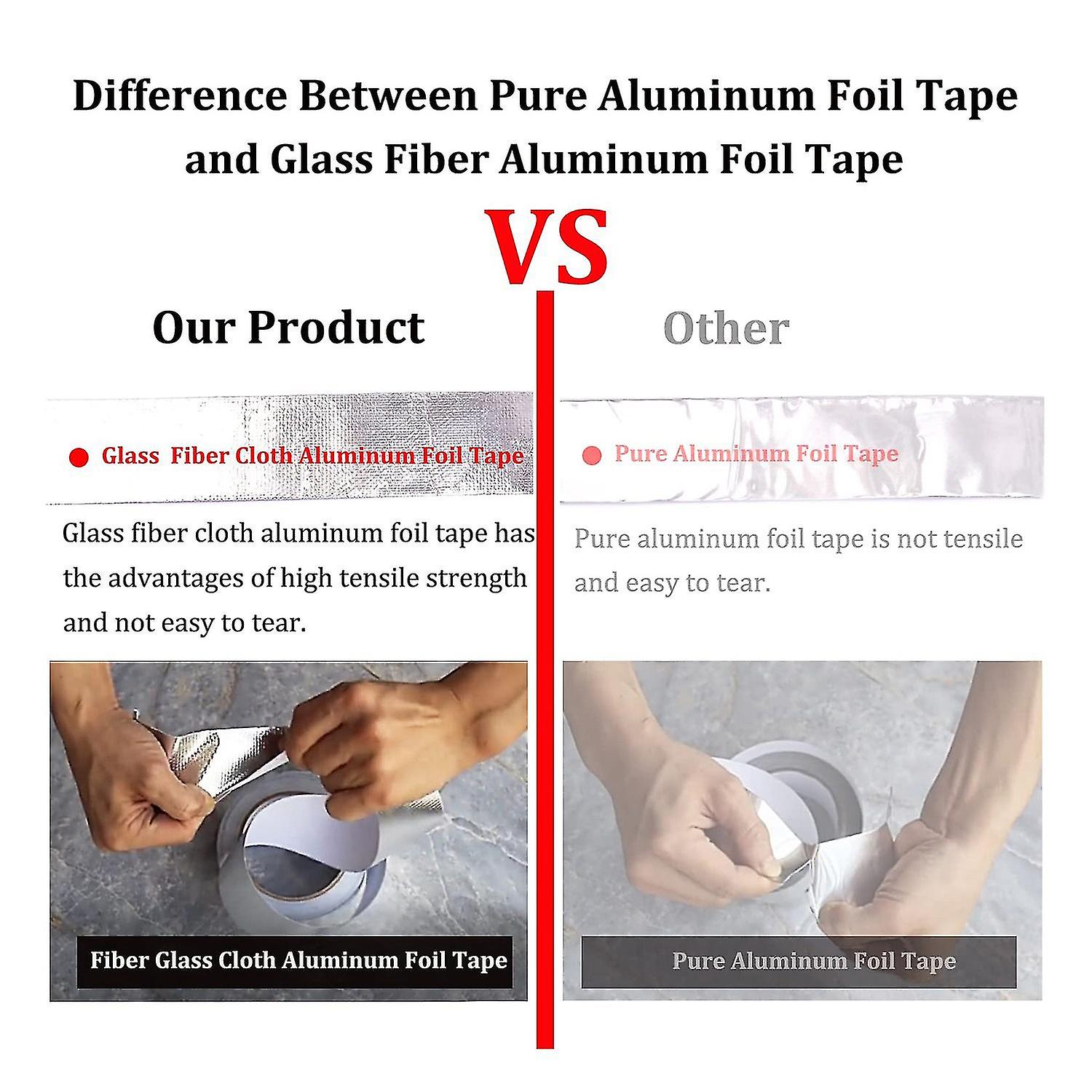 Glass Fiber Cloth Aluminum Foil Tape (5.9mil Thick)， High Temperature Insulation Adhesive Metal Duc