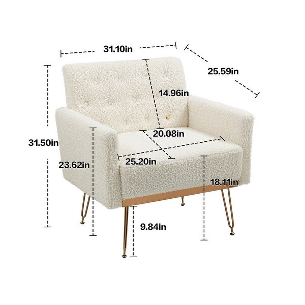 Accent Chair Leisure Single Sofa Chair with Rose Golden Feet Upholstered Side Chair Arm Club Leisure Reading Chair