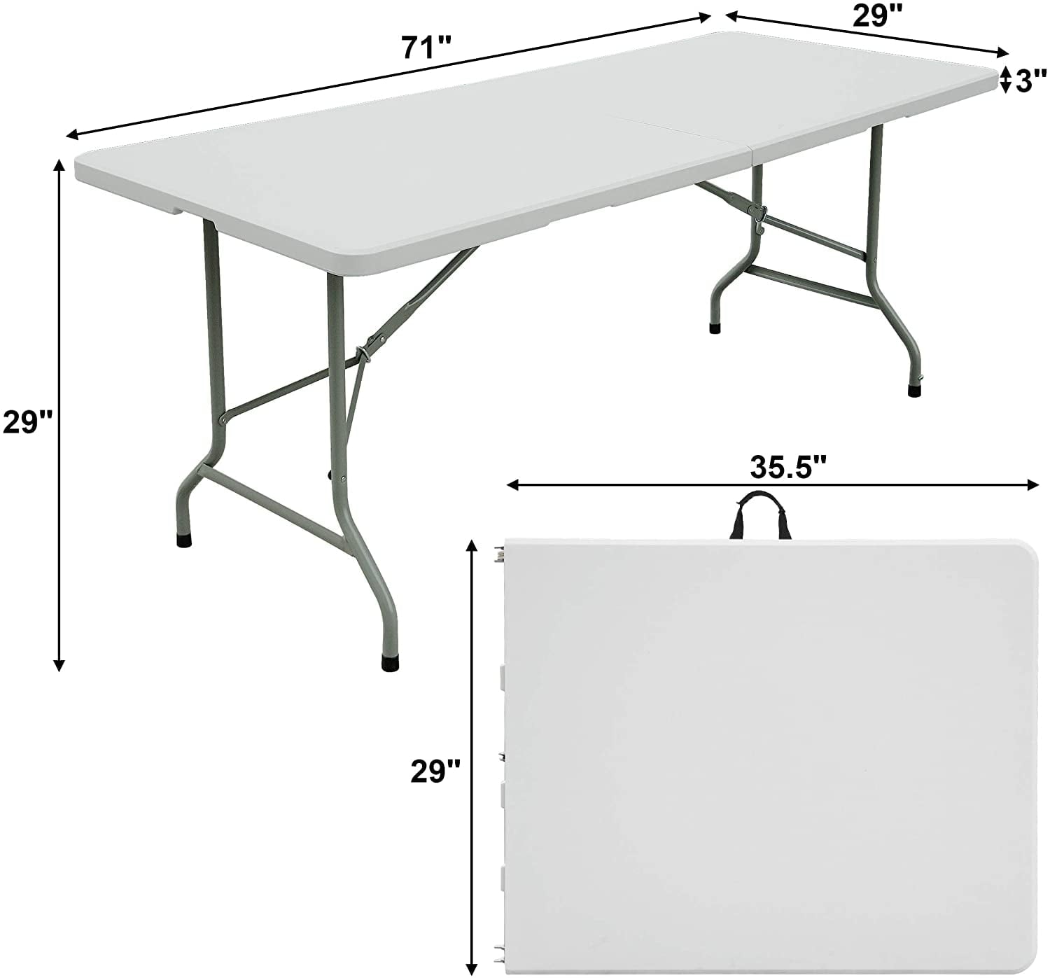 SKONYON 6ft Portable Plastic Folding Table, White