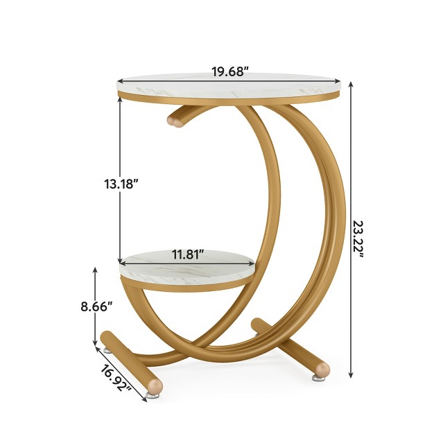 Tribesigns 2 tier Round End Table With Storage Shelf