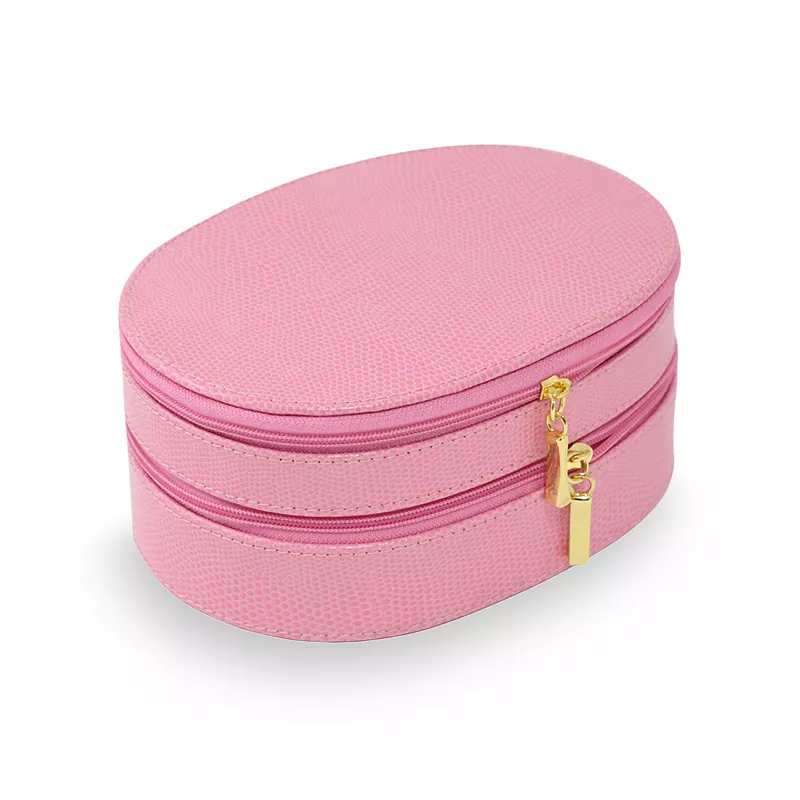 Bey-Berk Oval Leather Jewelry Case