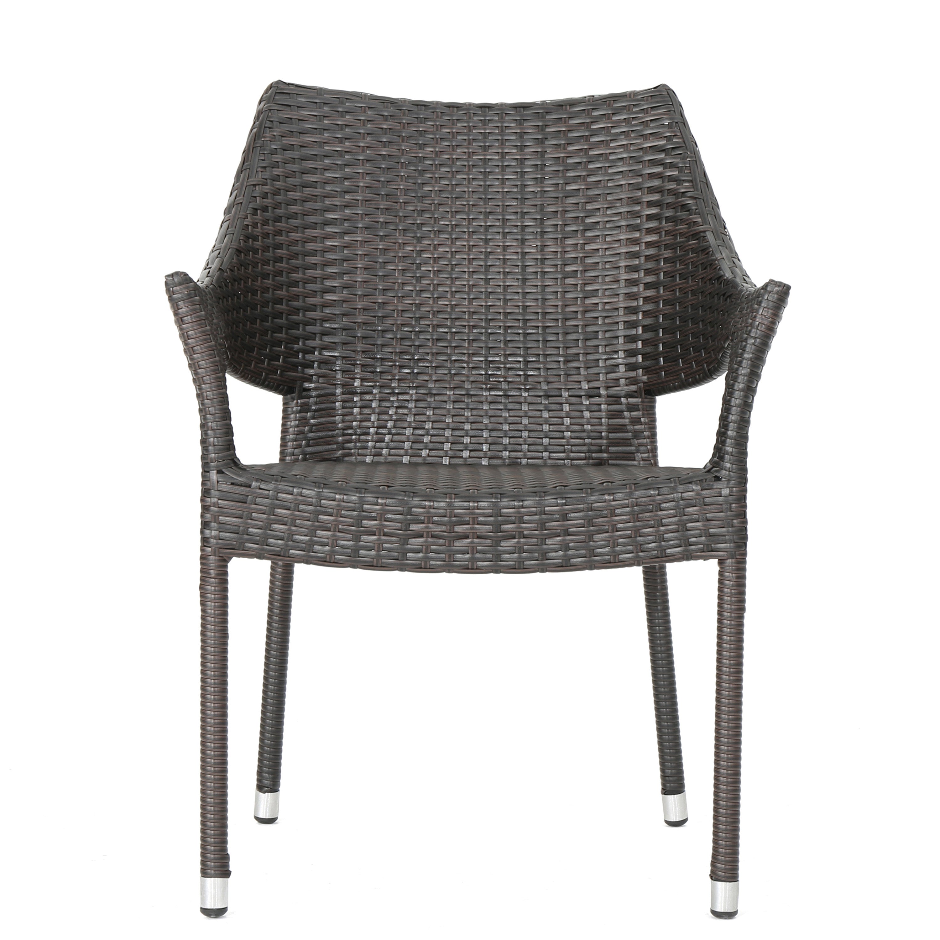 Miranda Outdoor Mix Mocha Wicker Stacking Dining Chairs (Set of 4)